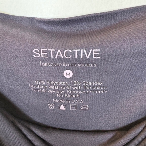 SETACTIVE 7/8 High Rise Leggings Made in USA Gray Black Size Medium - Picture 1 of 5